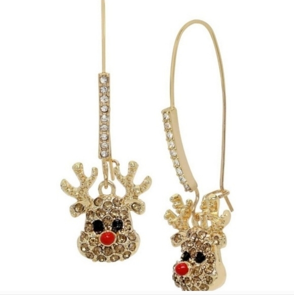 ✨️🦌NWT BETSEY JOHNSON SPARKLING ✨️REINDEER DANGLING EARRINGS ✨️🦌✨️🦌✨️🦌✨️🦌✨️ - Picture 3 of 4